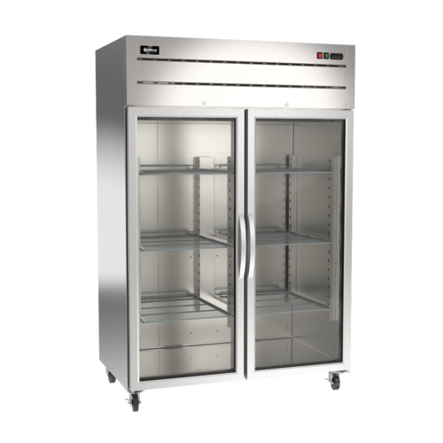 Omcan 50119 54" 2 Section Glass Door Reach-In Refrigerator