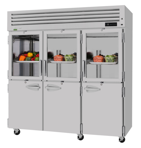 Turbo Air PRO-77R-GSH-N 77 3/4" 3 Section Solid & Glass Door Reach-In Refrigerator