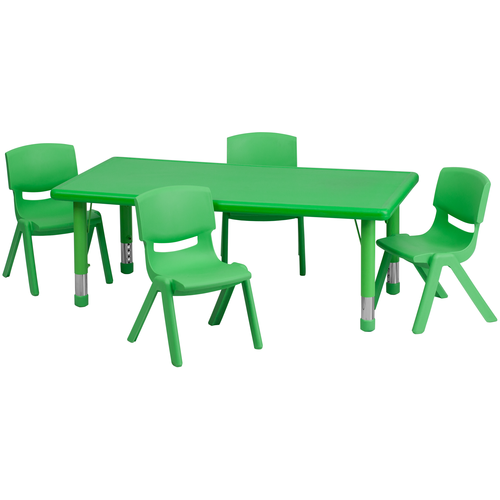 Flash Furniture YU-YCX-0013-2-RECT-TBL-GREEN-R-GG Dining Set