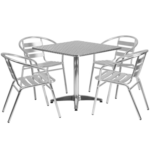 Flash Furniture TLH-ALUM-32SQ-017BCHR4-GG Patio Dining Set
