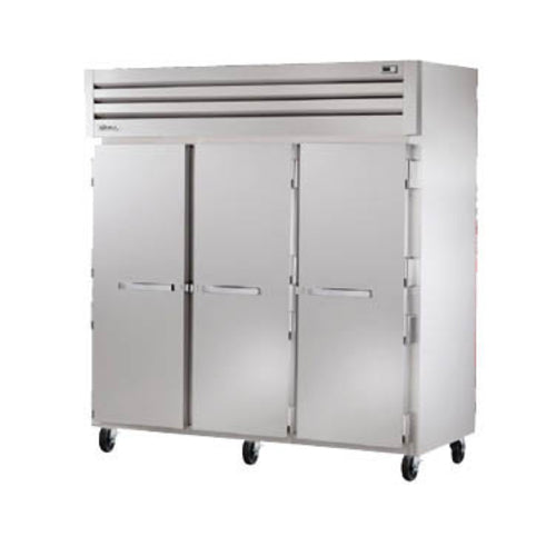 True STA3F-3S-HC 77 3/4" 3 Section Solid Door Reach-In Freezer