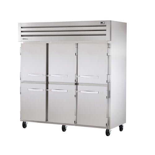 True STG3R-6HS-HC 77 3/4" 3 Section Solid Door Reach-In Refrigerator