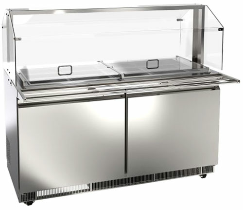 Omcan 50089 63" 2 Doors 12 Pan Sandwich / Salad Prep Table