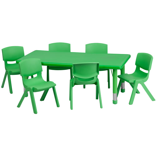 Flash Furniture YU-YCX-0013-2-RECT-TBL-GREEN-E-GG Dining Set