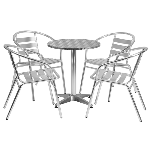 Flash Furniture TLH-ALUM-24RD-017BCHR4-GG Patio Dining Set