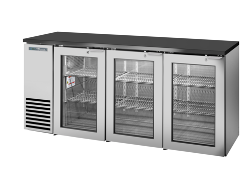 True TBB24-72-3G-Z1-BST-S-1 72 1/8" Glass Door Back Bar Cooler
