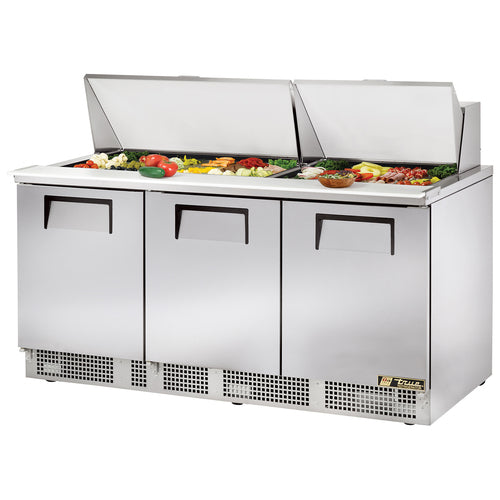 True TFP-72-30M-HC 72 1/8" 3 Doors 30 Pan Mega Top Sandwich / Salad Prep Table
