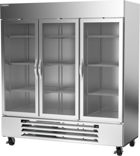 Beverage-Air HBRF72HC-1-C-G 75" 3 Section Glass Door Reach-In Refrigerator Freezer