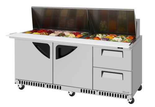 Turbo Air TST-72SD-30-LRD2-FB-N 72 5/8" 2 Drawer 12 Pan Mega Top Sandwich / Salad Prep Table