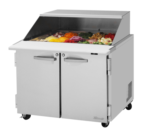 Turbo Air PST-36-15-N-SL 36 1/4" 2 Doors 15 Pan Mega Top Sandwich / Salad Prep Table