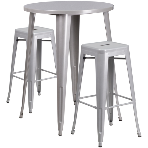 Flash Furniture CH-51090BH-2-30SQST-SIL-GG Patio Dining Set