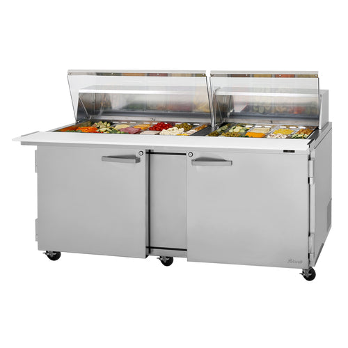Turbo Air PST-72-30-N-CL 72 5/8" 2 Doors 30 Pan Mega Top Sandwich / Salad Prep Table