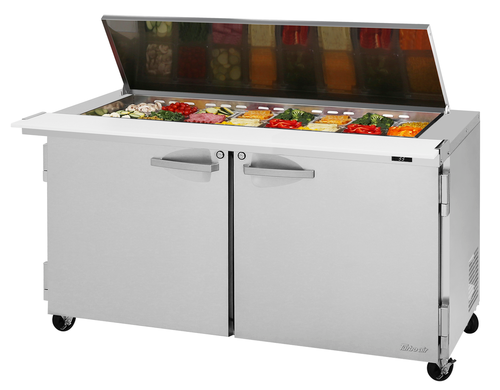 Turbo Air PST-60-24-N-FL 60 1/4" 2 Doors 24 Pan Mega Top Sandwich / Salad Prep Table