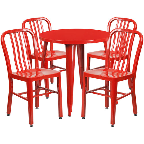 Flash Furniture CH-51090TH-4-18VRT-RED-GG Patio Dining Set
