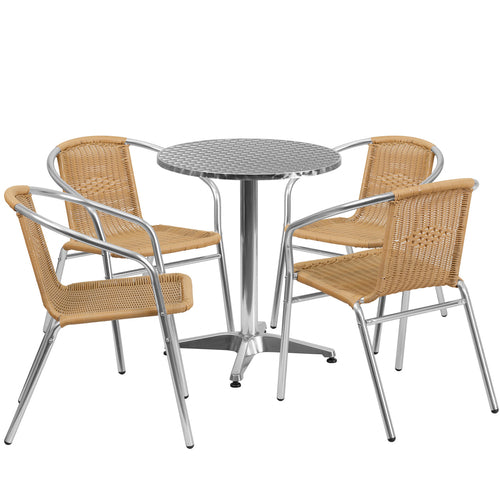Flash Furniture TLH-ALUM-24RD-020BGECHR4-GG Patio Dining Set