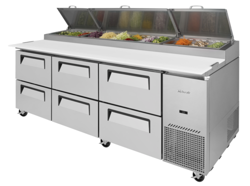 Turbo Air TPR-93SD-D6-N 93 1/8" 6 Drawer Pizza Prep Table