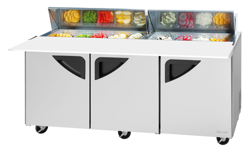 Turbo Air TST-72SD-18-N 72 5/8" 3 Doors 19 Pan Sandwich / Salad Prep Table