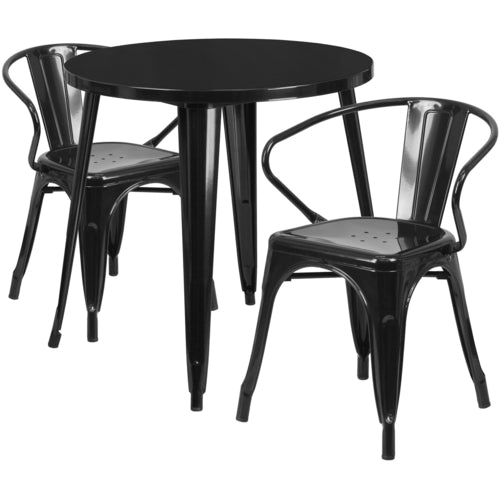 Flash Furniture CH-51090TH-2-18ARM-BK-GG Patio Dining Set