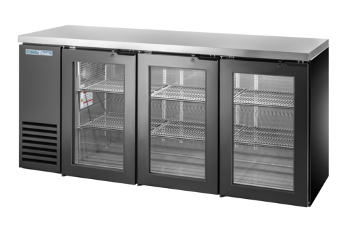 True TBB24-72-3G-Z1-SFT-B-1 72 1/8" Glass Door Back Bar Cooler