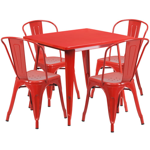 Flash Furniture ET-CT002-4-30-RED-GG Patio Dining Set
