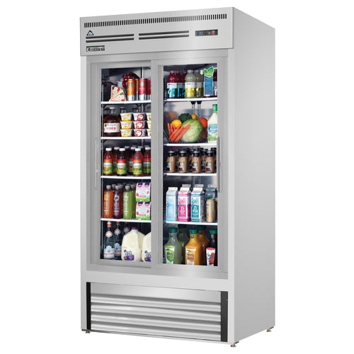Everest EMGR33-SS 39 3/8" 2 Section Refrigerated Merchandiser