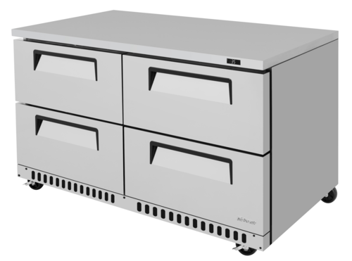 Turbo Air TUR-60SD-D4-FB-N 60 1/4" Solid Door Undercounter Refrigerator