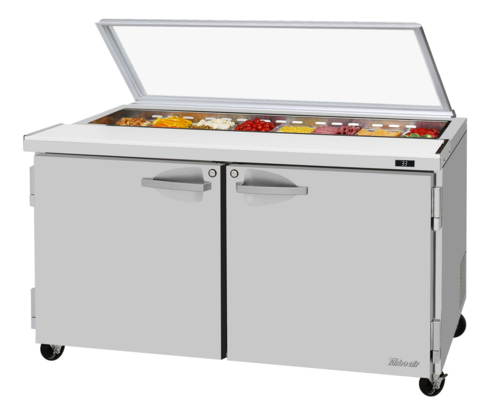 Turbo Air PST-60-N-GL 60 1/4" 2 Doors 16 Pan Sandwich / Salad Prep Table