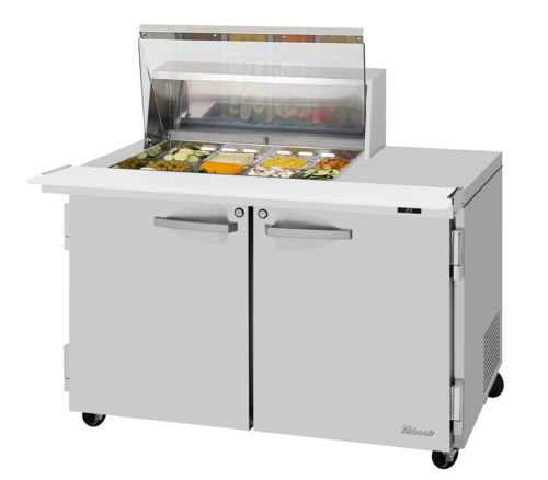 Turbo Air PST-48-12M-N-CL 48 1/4" 2 Doors 12 Pan Mega Top Sandwich / Salad Prep Table