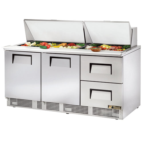 True TFP-72-30M-D-2-HC 72 1/8" 2 Doors 30 Pan Mega Top Sandwich / Salad Prep Table