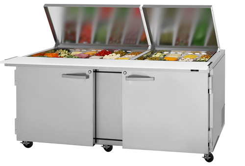 Turbo Air PST-72-30-N-FL 72 5/8" 2 Doors 30 Pan Mega Top Sandwich / Salad Prep Table