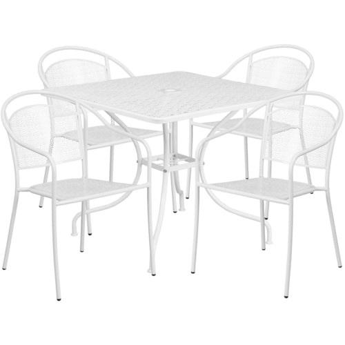 Flash Furniture CO-35SQ-03CHR4-WH-GG Patio Dining Set