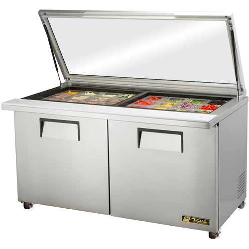 True TSSU-60-24M-B-ST-FGLID-HC 60 3/8" 2 Doors 24 Pan Mega Top Sandwich / Salad Prep Table
