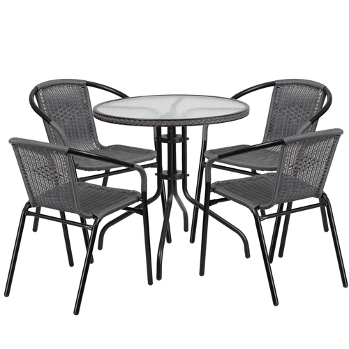 Flash Furniture TLH-087RD-037GY4-GG Patio Dining Set