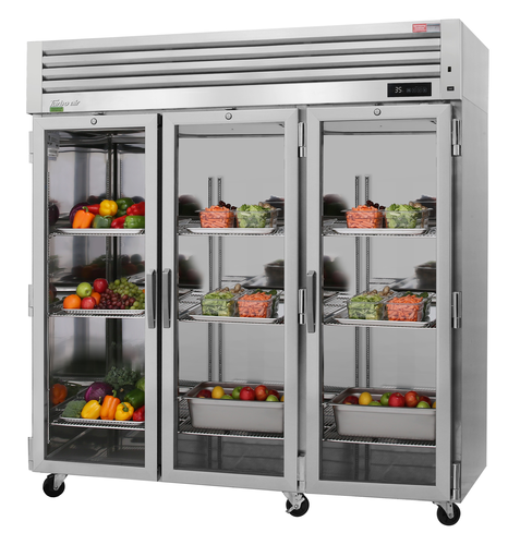 Turbo Air PRO-77R-G-N 77 3/4" 3 Section Glass Door Reach-In Refrigerator