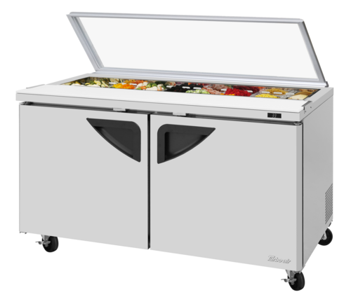Turbo Air TST-60SD-N-GL 60 1/4" 2 Doors 16 Pan Sandwich / Salad Prep Table