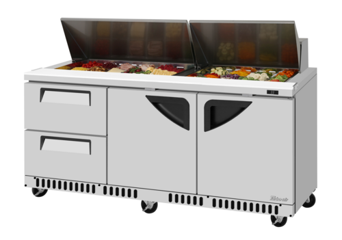 Turbo Air TST-72SD-D2LR-FB-N 72 5/8" 2 Drawer 19 Pan Sandwich / Salad Prep Table