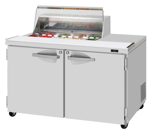 Turbo Air PST-48-08S-N-CL 48 1/4" 2 Doors 9 Pan Sandwich / Salad Prep Table