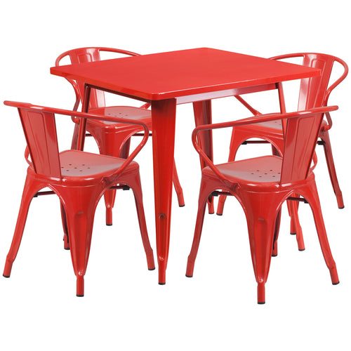 Flash Furniture ET-CT002-4-70-RED-GG Patio Dining Set