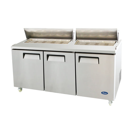 Atosa MSF8304GR 72 3/4" 3 Doors 19 Pan Sandwich / Salad Prep Table
