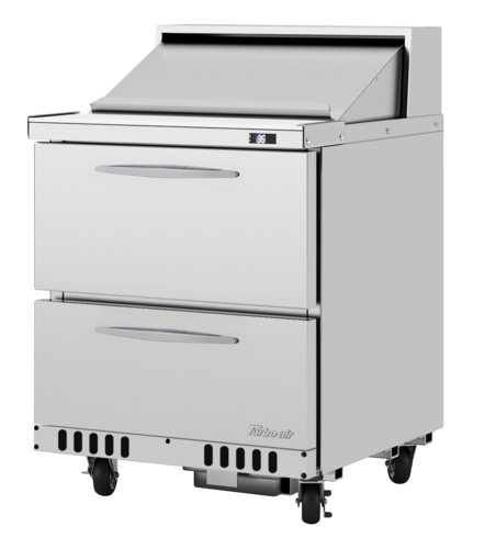 Turbo Air PST-28-D2-FB-N 27 1/2" 2 Drawer 9 Pan Sandwich / Salad Prep Table