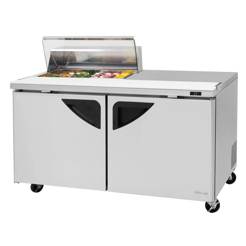 Turbo Air TST-60SD-08S-N-CL 60 3/8" 2 Doors 9 Pan Sandwich / Salad Prep Table