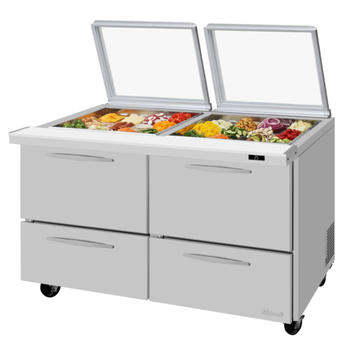 Turbo Air PST-60-24-D4-N-GL 60 1/4" 4 Drawer 24 Pan Mega Top Sandwich / Salad Prep Table
