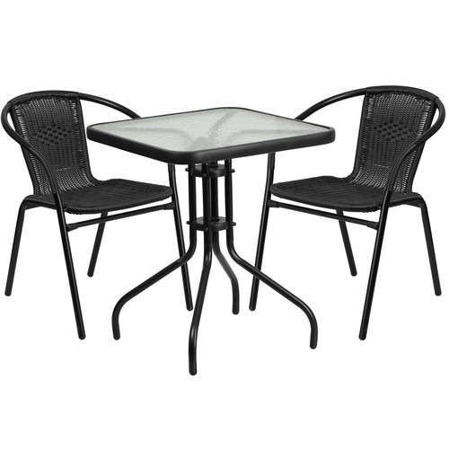 Flash Furniture TLH-0731SQ-037BK2-GG Patio Dining Set