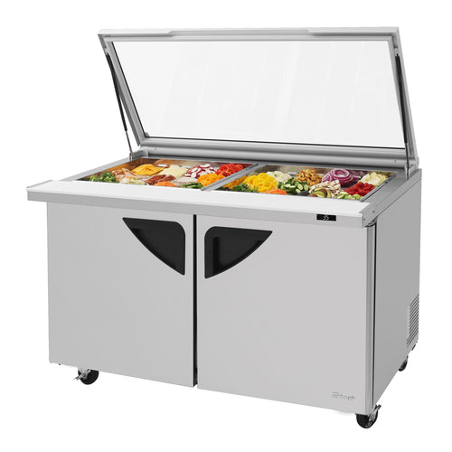 Turbo Air TST-60SD-24-N-GL 60 1/4" 2 Doors 24 Pan Mega Top Sandwich / Salad Prep Table