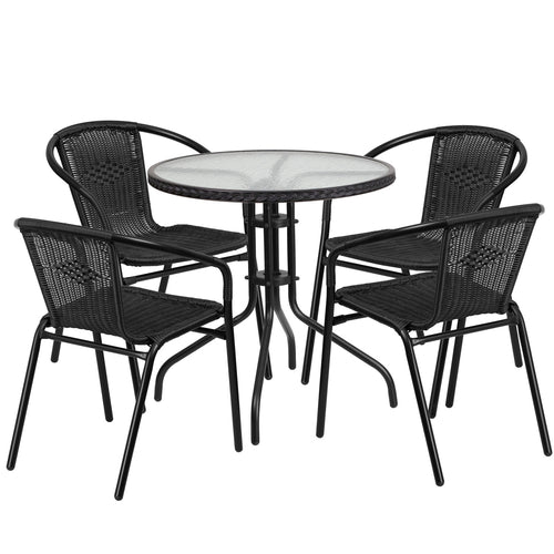 Flash Furniture TLH-087RD-037BK4-GG Patio Dining Set
