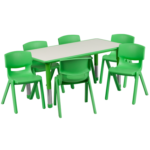 Flash Furniture YU-YCY-060-0036-RECT-TBL-GREEN-GG Dining Set