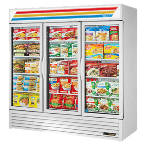 True GDM-72F-LTF-HC~TSL01 78 1/8" 3 Section Freezer Merchandiser
