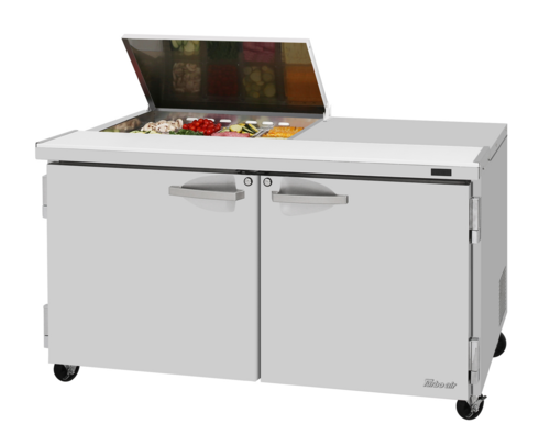 Turbo Air PST-60-08S-N-FL 60 1/4" 2 Doors 9 Pan Sandwich / Salad Prep Table