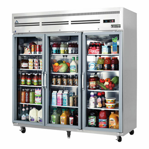 Everest ESGR3A 74 3/4" 3 Section Glass Door Reach-In Refrigerator