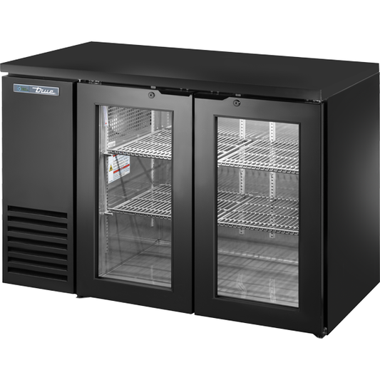 True TBB24-48-2G-Z1-BST-B-1 48 1/8" Glass Door Back Bar Cooler